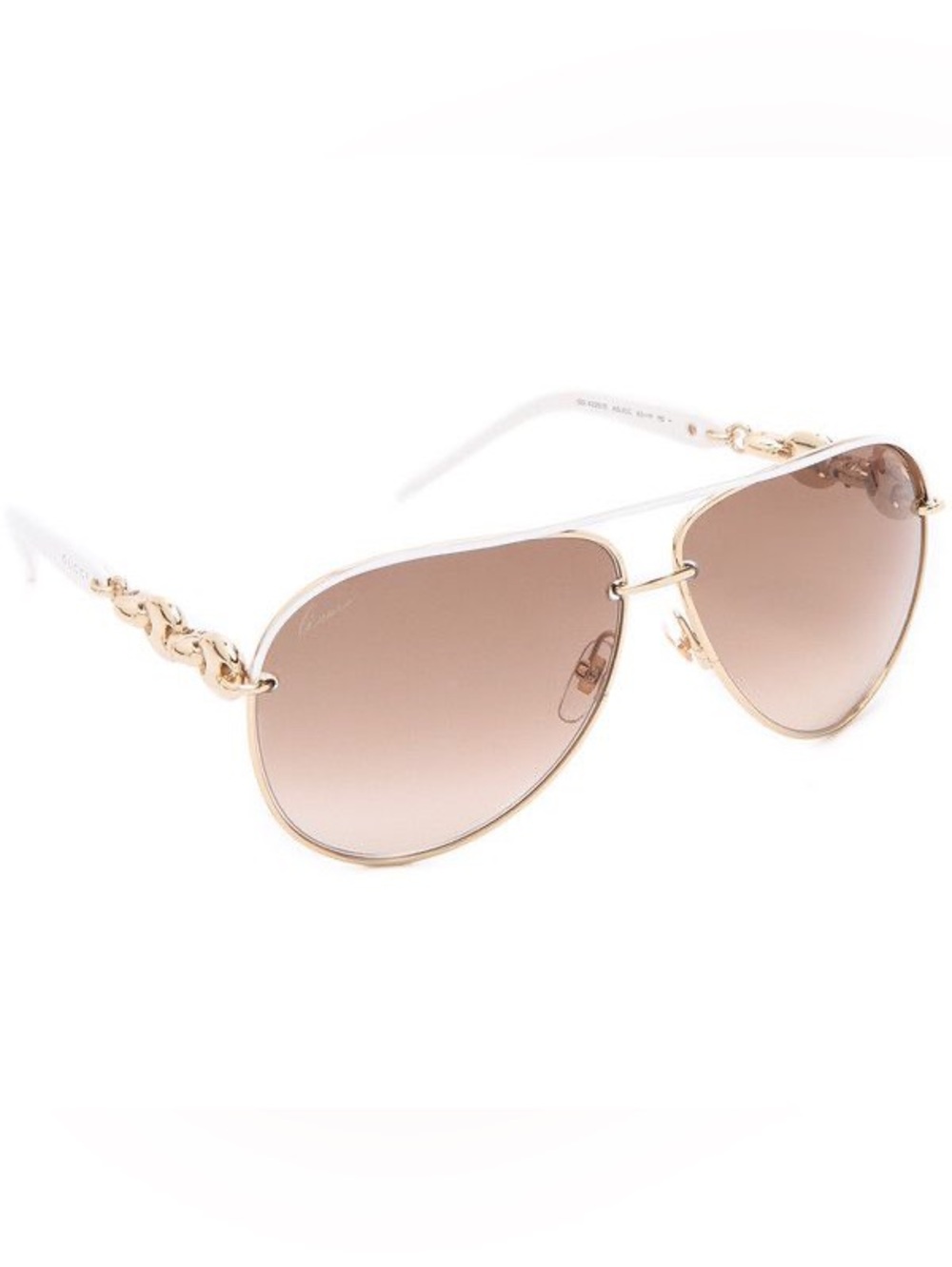 Gucci Marina Chain Gold Aviator Sunglasses GG 4225/S Cream With Case